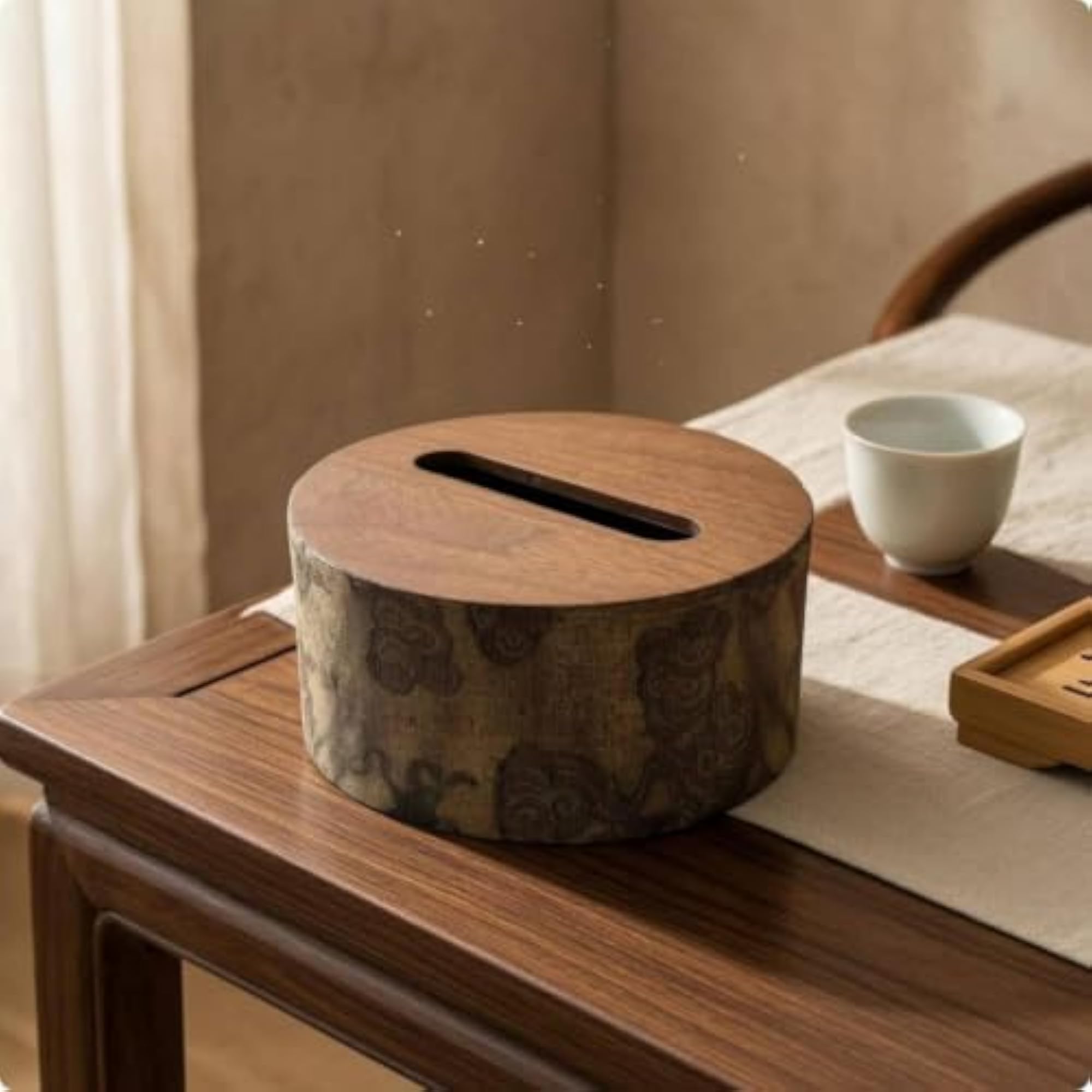 Desktop Sky Pattern Tissue Box, Decorative Wood